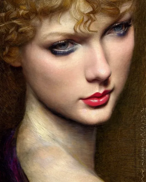 Prompt: close up of taylor swift, with colourful intricate, by edgar maxence and caravaggio and michael whelan and delacroix style, artistic, intricate drawing, light brazen, realistic fantasy, extremely detailed and beautiful aesthetic face, 8 k resolution, dramatic lighting