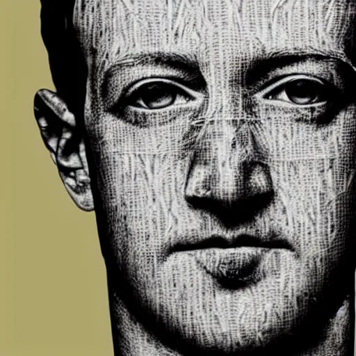 Prompt: a portrait of Mark Zuckerberg made of twigs