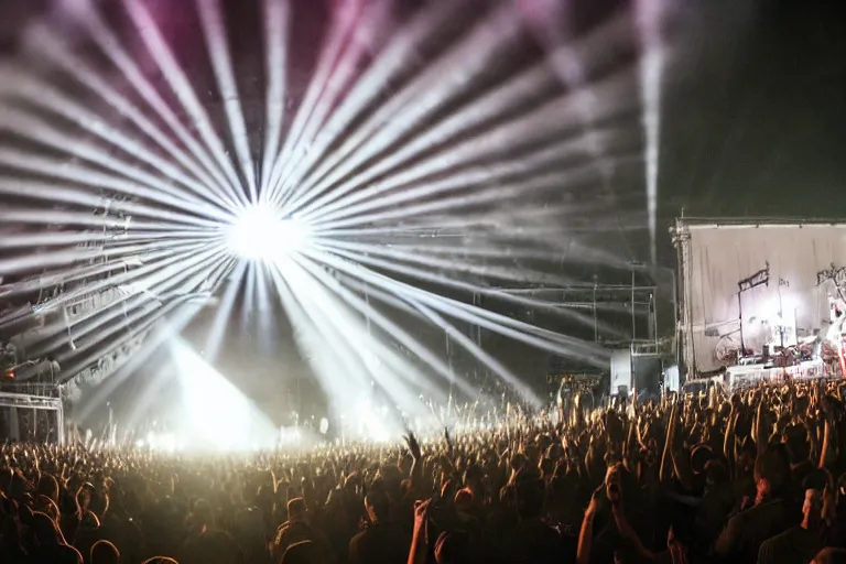 Prompt: arctic monkeys concert at the docks in burgas, photograph, dslr, lightshow, epic