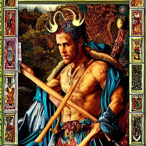 Image similar to “ ryan reynolds as the fool, tarot, highly detailed, intricate, painted, high definition ”