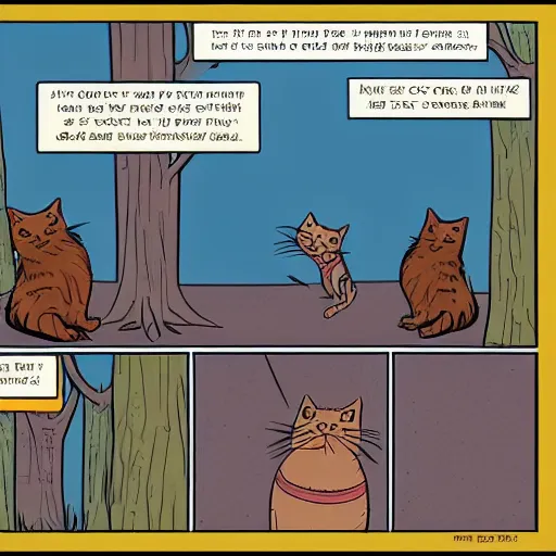 Image similar to a graphic novel comic about cats in a fantasy world, by mike holmes, webcomic, cartoon