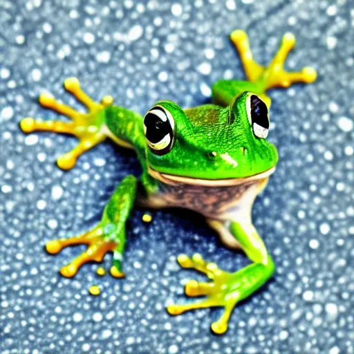 Image similar to a frog in yogurt macro photograph