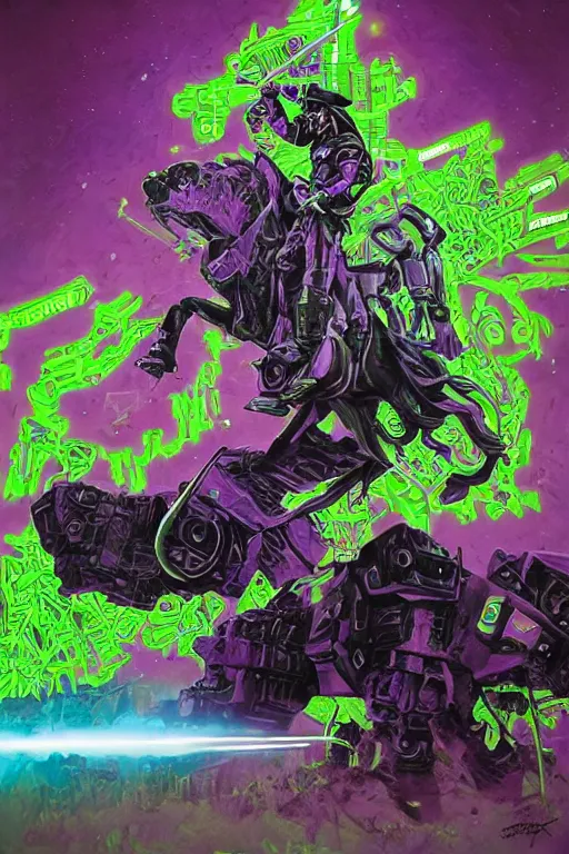 Image similar to portrait of cowboy johnny cash as purple green optimus prime from transformers riding on guitar zord ufo hoverboard, intricate, highly detailed, smooth, artstation, digital illustration by Lisa Frank and Ruan Jia and Mandy Jurgens and Artgerm and Wayne Barlowe and Greg Rutkowski and Zdislav Beksinski