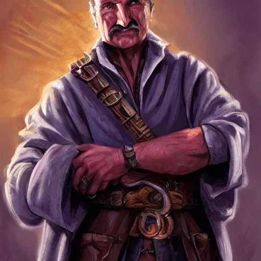 Prompt: Mustachioed Liam Neeson as Burl Gage, Antimage, casting Eldritch Bolt, iconic Character illustration by Wayne Reynolds for Paizo Pathfinder RPG