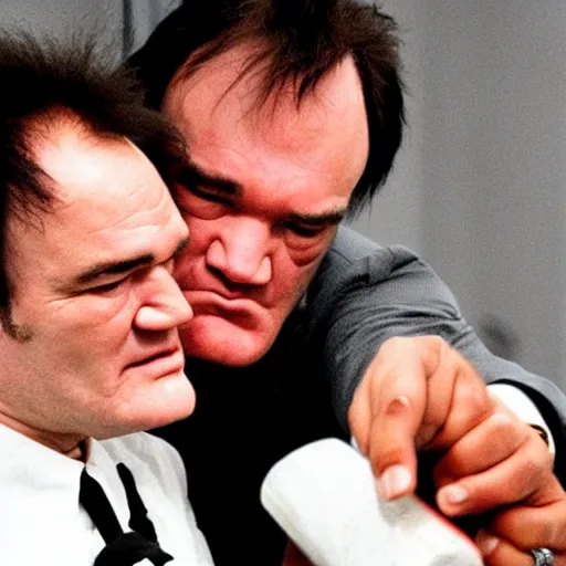 Prompt: Quentin Tarantino kissing a foot