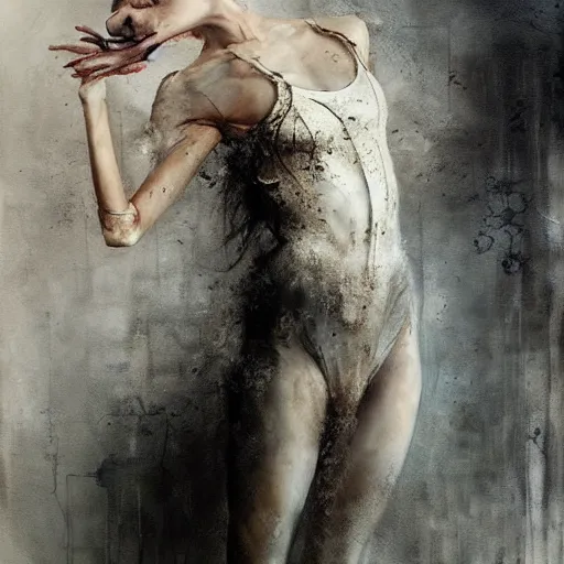 Prompt: ballet dancer by cy Twombly and BASTIEN LECOUFFE DEHARME