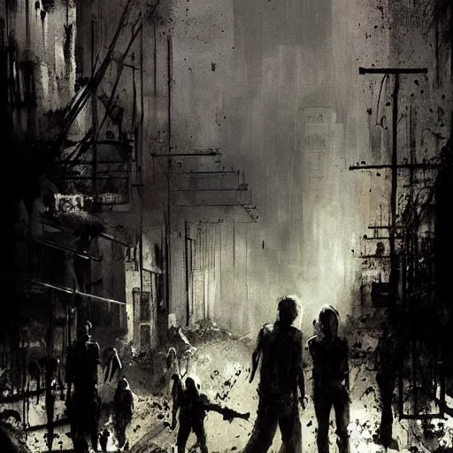 Image similar to the walking dead poster drawn by jeremy mann