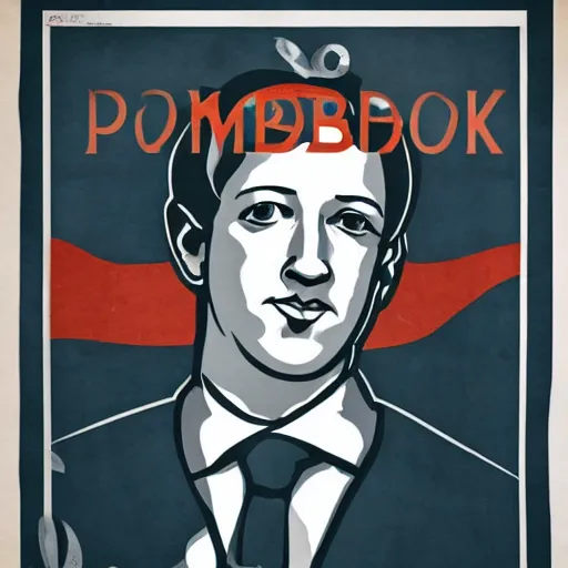 Prompt: art Nouveau style communist propaganda poster of mark zuckerberg