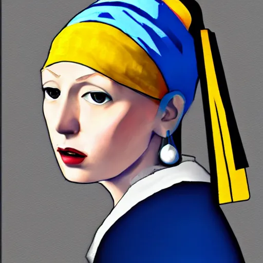 Prompt: girl with the pearl earring in the style of team fortress 2