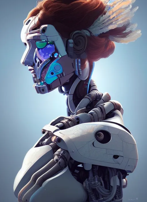 Image similar to symmetry!! portrait of a robot astronaut, tech face, floral! horizon zero dawn machine, intricate, elegant, highly detailed, digital painting, artstation, concept art, smooth, sharp focus, illustration, art by artgerm and greg rutkowski and alphonse mucha, 8 k