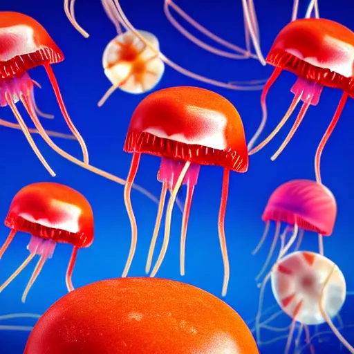 Prompt: hamburger mix jellyfish, cg, 8 k, sharp focus, style by andy warhol