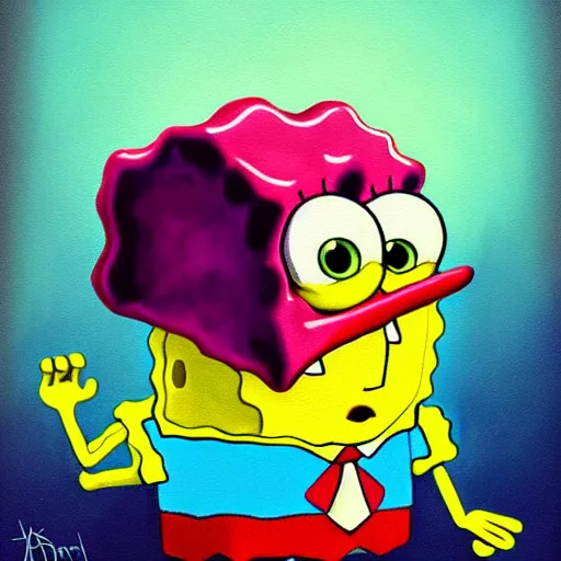 Image similar to beautiful painting of Spongebob in the style of Alexandr Kumpan, detailed, trending on Artstation