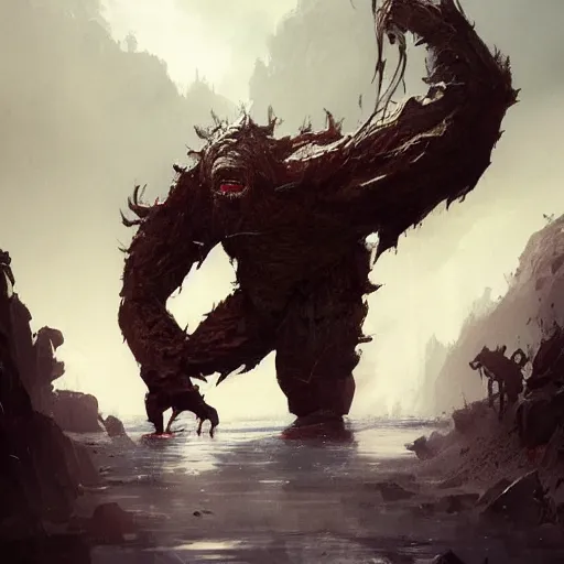 Image similar to big monster, 8 k, trending on artstation by tooth wu and greg rutkowski