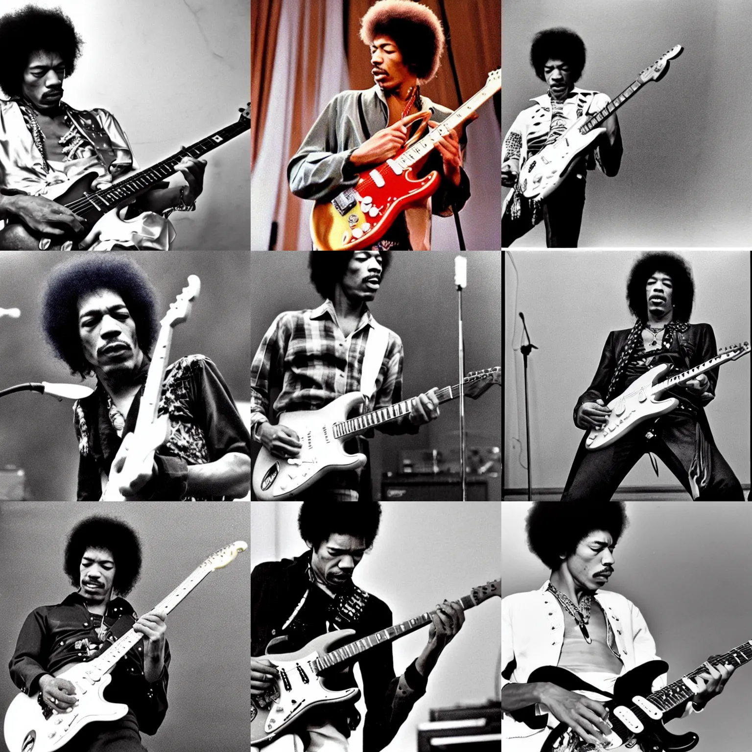 Prompt: jimi hendrix playing a stratocaster left - handed