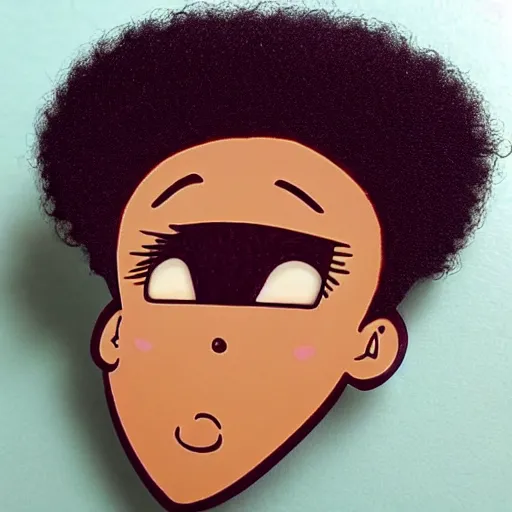 Image similar to a cute 2 d hair barrette character, afro, design, detailed