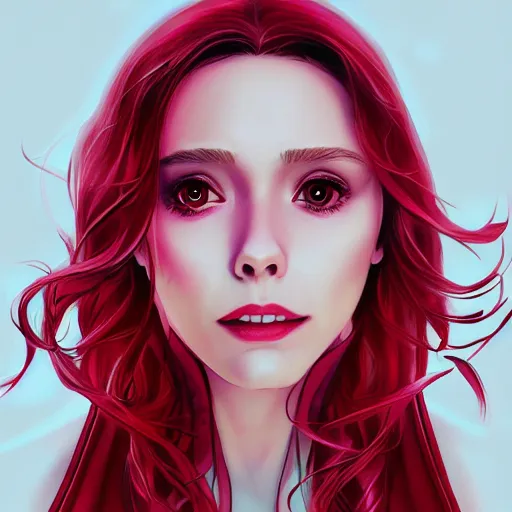 Image similar to Elizabeth Olsen as Scarlet Witch portrait, male anime style, illustrated by Avetetsuya Studios, intricate, detailed, photorealistic, trending on artstation, studio lighting, 4k, 8k