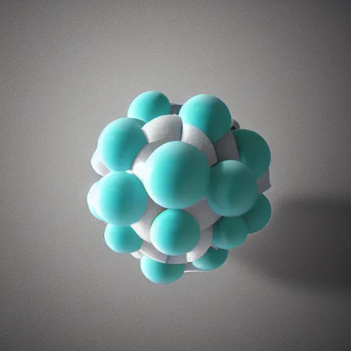 Prompt: classic 3 d model of molecule, made out of glass marbles and chrome steel rods, octane render, studio light