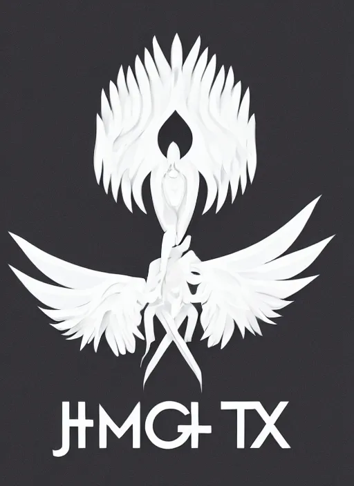 Image similar to white phoenix on salt mountain simple background simplified design geometric graphic design Nel Jagmo Jacobson style