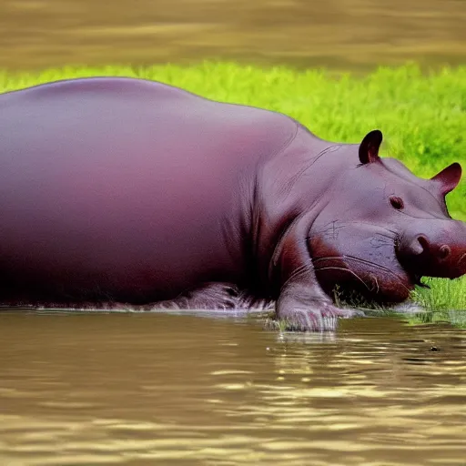 Prompt: cat hippopotamus hybrid, bold natural colors, national geographic photography, masterpiece, full shot