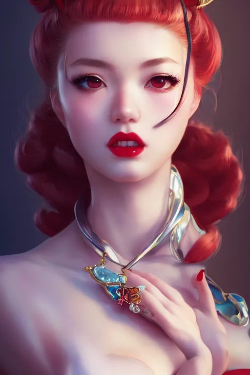 Image similar to a pin up and beautiful fashion charming dreamlke japan girl with lv jewelry, character art, art by artgerm lau and wlop and and ilya kuvshinov and john singer sargent, hyperdetailed, 8 k realistic, symmetrical, frostbite 3 engine, cryengine, dof, trending on artstation, digital art