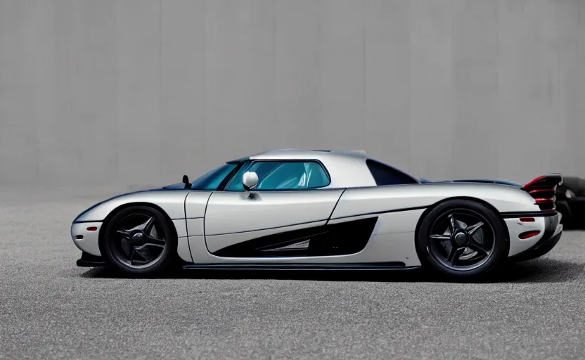 Image similar to a Koenigsegg if it was designed in 1986, photography, 8k, show room,