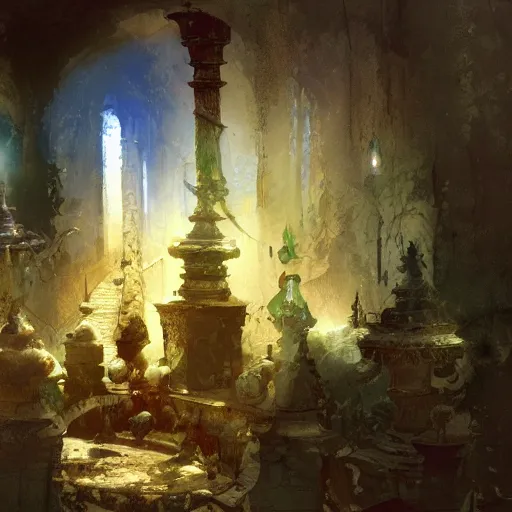 Prompt: house of miracles, illustration of a wonderful composition by artist and craig mullins, matte gouache, closed outer layer, glowing, detailed, semi dry impression, theatrical focus render