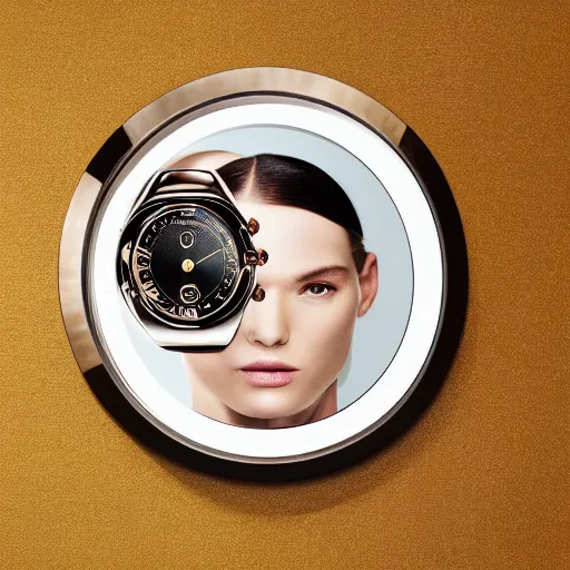 Prompt: a professional luxury magazine ad for a watch with an infinity mirror as a face