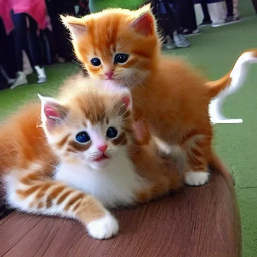 Prompt: first prize winner cute kittens at cute kitten championship displaying their cuteness