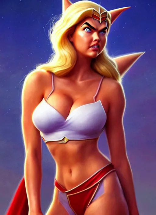 Image similar to polished sweaty she - ra : : kate upton : : weta disney pixar movie still portrait photo : : hi - fructose, straps, sci fi, fantasy, decadent highly - detailed digital painting, golden ratio, octane render, artstation, smooth, sharp focus, artgerm, mucha, loish, wlop : :