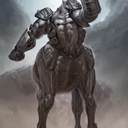 Image similar to an enormously muscular anthro horse sentinel in a research facility wearing a skintight body armor, long white mane, equine, anthro art, furaffinity, highly detailed, digital painting, artstation, concept art, illustration, art by artgerm, greg rutkowski, ruan jia
