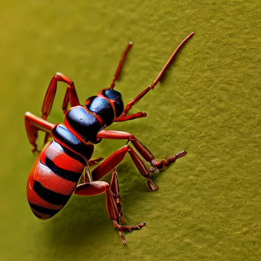 Prompt: macro photograph of an alien ant, alien biology, 8K UHD