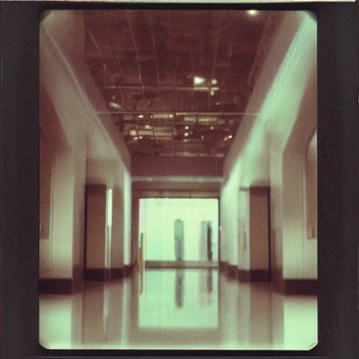 Prompt: Liminal spaces, mall interiors, polaroid photograph