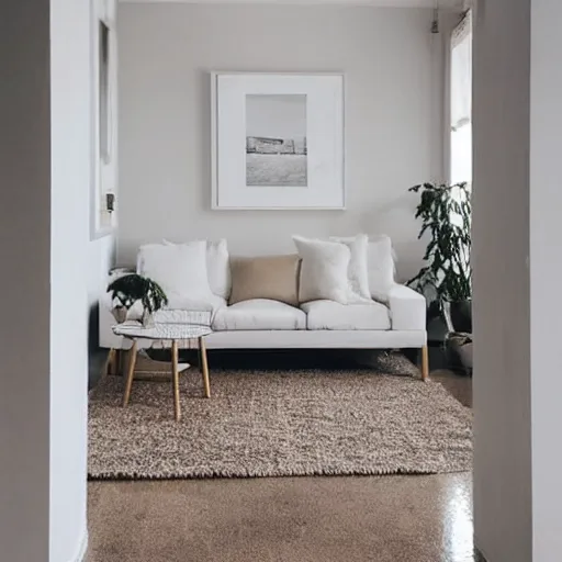 Image similar to a minimalist mockup photo with one large frame, in a white clear boho style floor, white and beige predominant colors, well lit, low contrast, trending on pinterest
