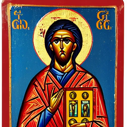 Prompt: Byzantine Icon of St. George