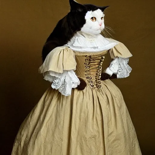 Prompt: a cat dressed in 17th century clothes