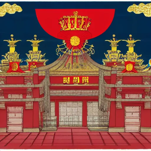 Image similar to Buckingham Palace in Japanese style, Chinese propaganda