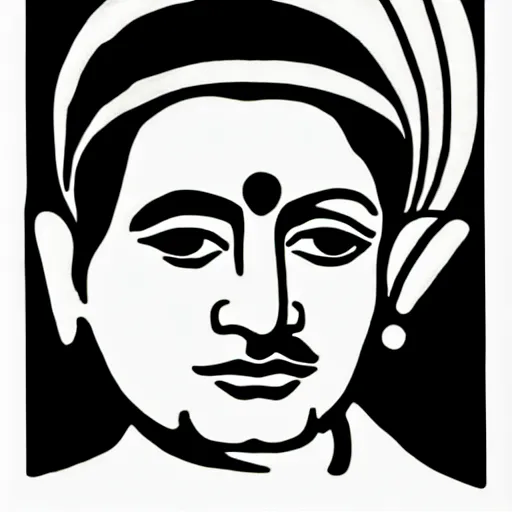 Image similar to indian god and politician, sticker in style of roy lichtenstein, plain black background, dye cut sticker