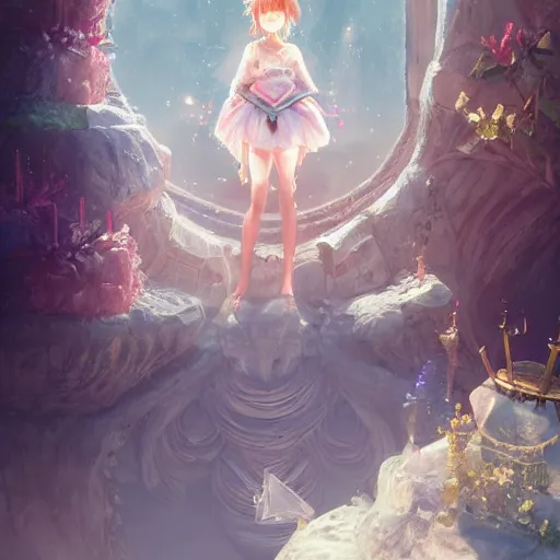 Prompt: princess trapped crystal chamber, concept art 8 k, hyperdimensional, tilt blur, soft light character design by akihiko yoshida and mandy jurgens