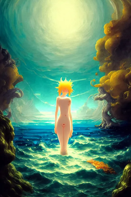 Image similar to baroque oil painting of key visual portrait concept art of anime mermaids in a underwater prison, brutalist, dark fantasy, rule of thirds golden ratio, fake detail, trending pixiv fanbox, acrylic palette knife, style of makoto shinkai studio ghibli genshin impact jamie wyeth james gilleard greg rutkowski chiho aoshima