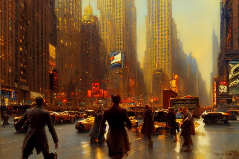 Image similar to nyc, painting by gaston bussiere, craig mullins, j. c. leyendecker, tom of finland