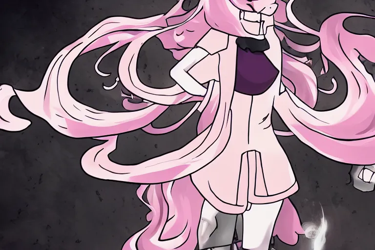 Prompt: rose quartz from steven universe is the blackened, danganronpa trial screenshot, art by rui komatsuzaki, detailed, incredible coloring and shading, from a video sequence, intense lighting