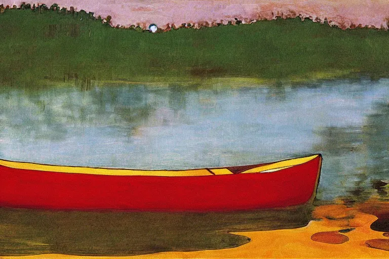 Image similar to a canoe on a river by peter doig