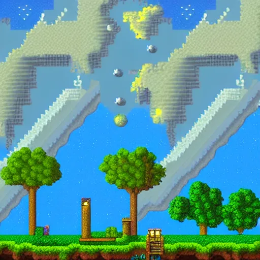 Image similar to night sky reflected in the water, landscape pixel art by terraria and maxfield - parrish