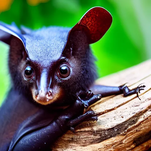 Prompt: most adorable fruit bat, award-winning photograph, 4k, 8k