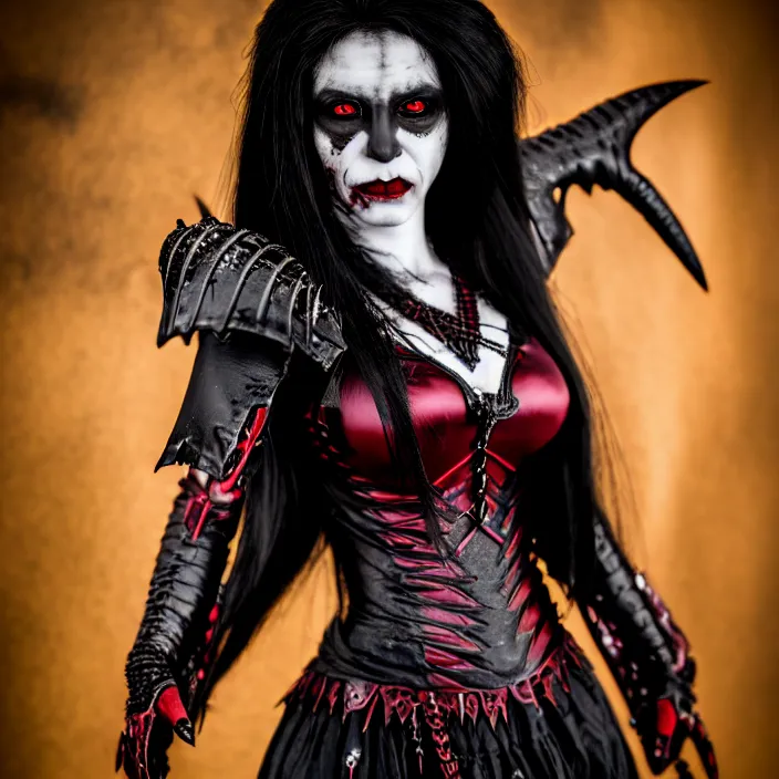 Image similar to full body photograph of a real - life beautiful vampire queen warrior. extremely detailed. dslr. 5 0 mm.