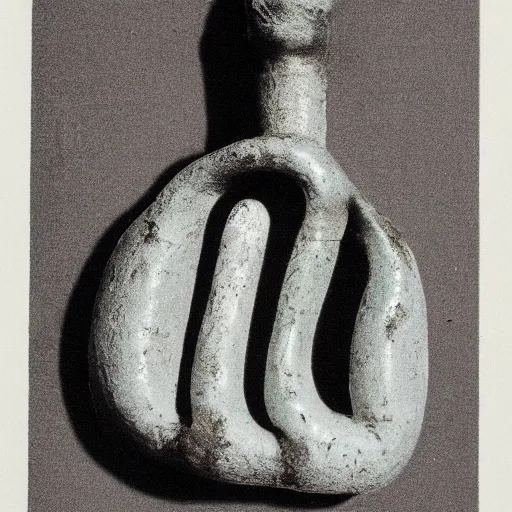 Image similar to An offset lithography of a ready-made artifact that looks like a found object from an exotic culture, photography, 60s style, full page