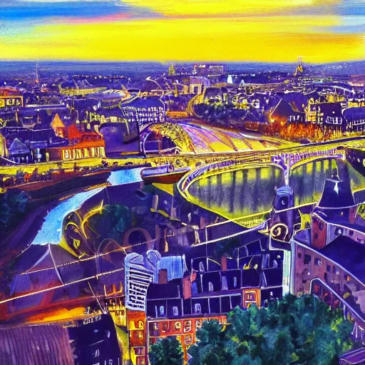 Prompt: Arnhem skyline. Beautiful artistic painting by Lurid. (2022)