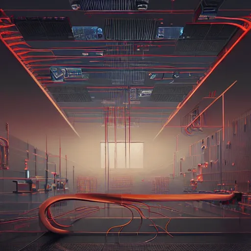 Image similar to a vast modern computing center with Cray XMP with furniture, floor tiles, exposed circuit boards and complexes of wiring, nixie tubes and tesla coils. immaculate octane redshift concept art render by Zdzisław Beksiński, by beeple, by Artgerm, beautiful modern colors, ultradetailed, 4k ultra, keyframe, very coherent artwork, cinematic, hyper realism, high detail chromatic ink outline, octane render, unreal engine, 8k, High contrast, golden ratio, trending on cgsociety, ultra high quality model, production quality cinema model