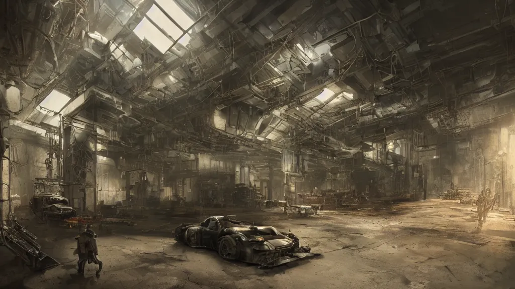 Image similar to a photorealistic dramatic hyperrealistic life in a cyborg factory, ultra realistic details, glossy surface, well worn, rust, oil stains designed by vitaly bulgarov and mike nash, beautiful dramatic dark moody tones and lighting, cinematic atmosphere, global illumination, shadows, dark background, octane render, 8 k