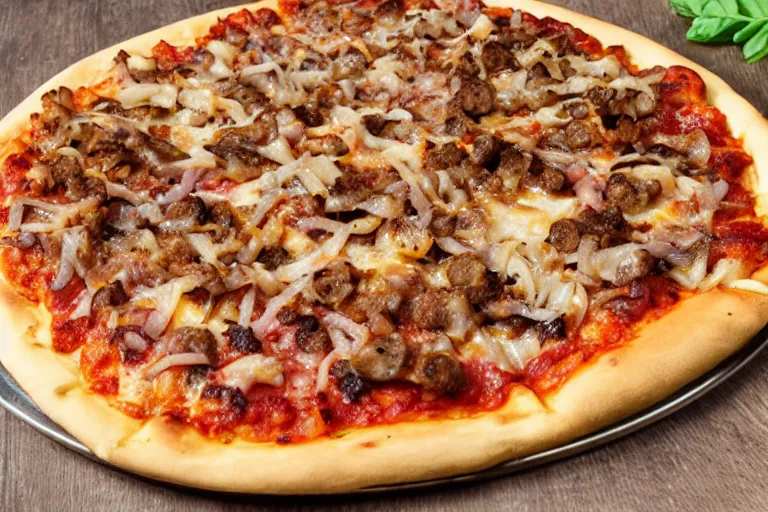 Image similar to sausage-onion-pizza